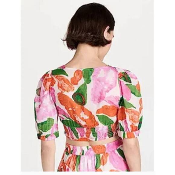 Banjanan Floral Aurora Top Short Sleeves V Neck XS - Picture 2 of 13